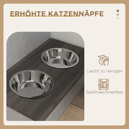 Pawhut Katzenhöhle, Katzenhaus, Katzenhütte Mit 2 Edelstahlnäpfe