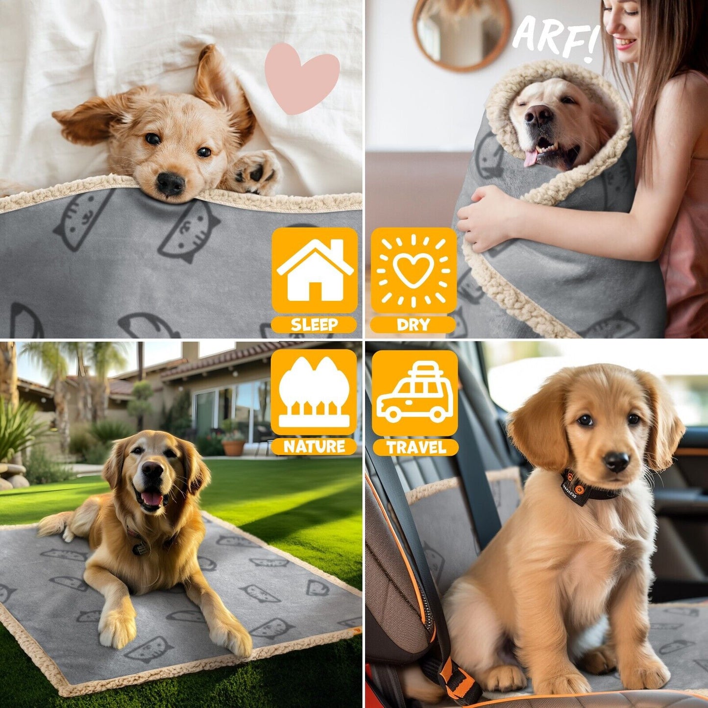 LOVPET® Hunde Decke Wasserdicht Haustier Trockenbett Fleece, 3X Spielzeugknoch