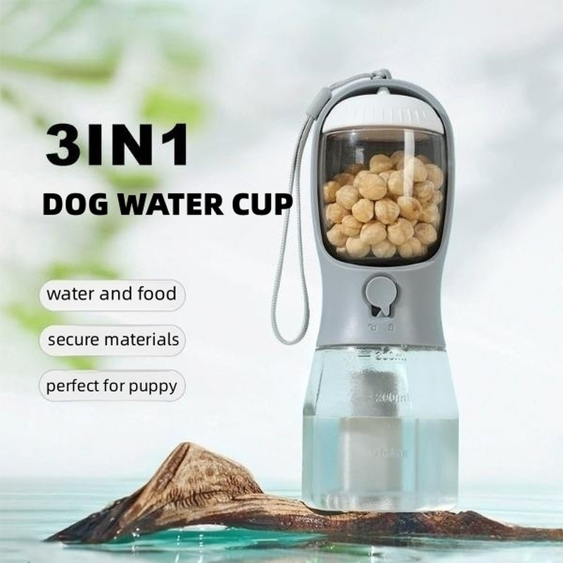 Three-in-One Portable Dog Water Cup with Food and Waste Bag - Multi-Functional Pet Supplies